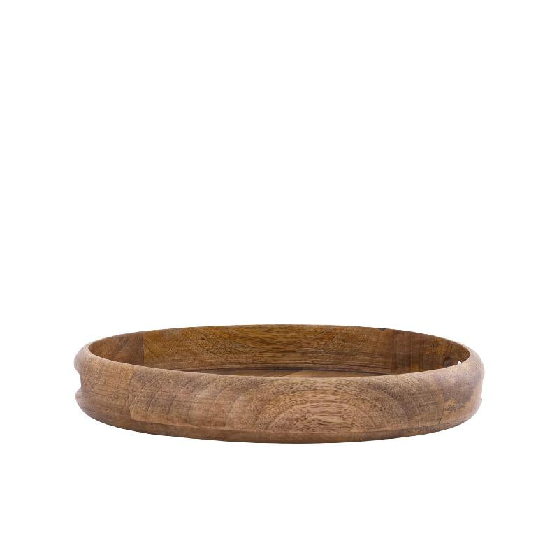 Dusten Natuurlijk Mangohout Rond Dienblad Klein - Set van 2 5x30x30 cm