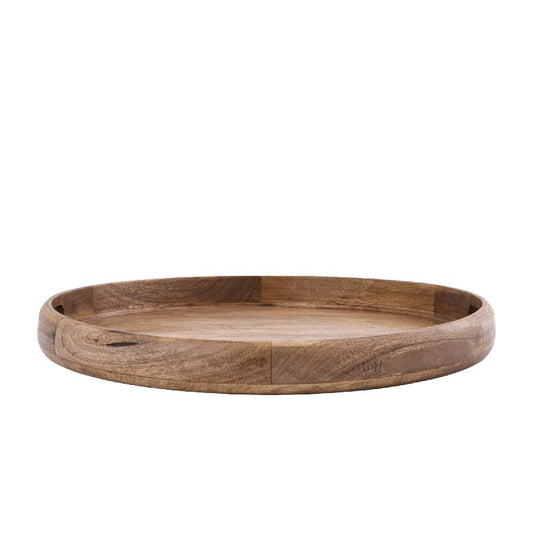 Dusten Natuurlijk Mangohout Rond Dienblad Groot Set van 2 Stuks 5.5x50x50 cm