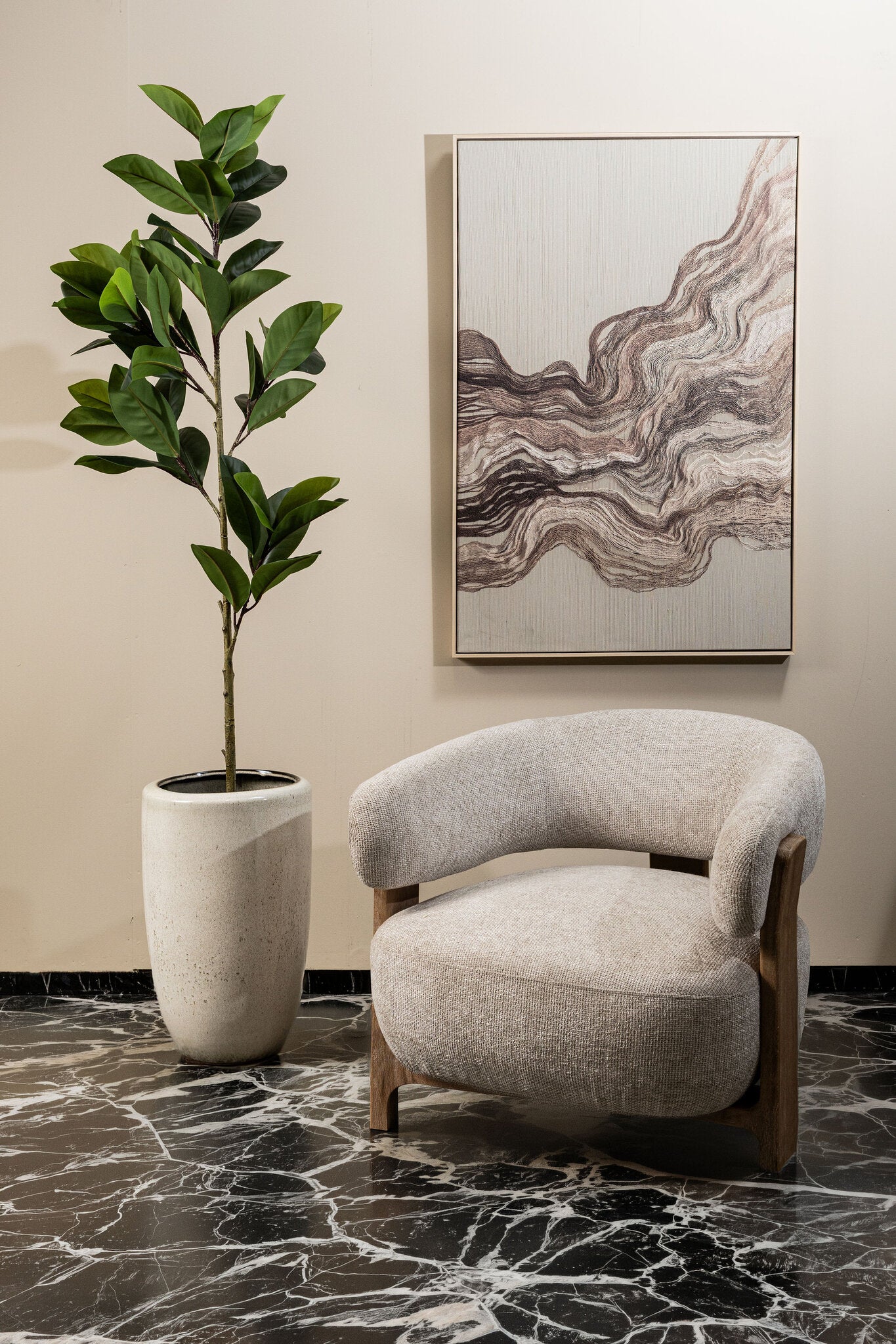 Tree Green Holm Oak In Black Pot 165x65x65 cm