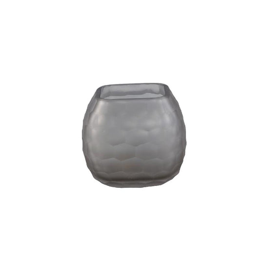 Amaria Grijs Glas Handgeslepen Honingraat Windlicht Set van 4 11x12x12 cm