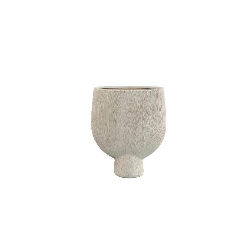 Tywin Khaki Keramische Ovale Pot Op Voet Fijne Lijnen Set Van 4 Stuks 25x21x8.5 cm