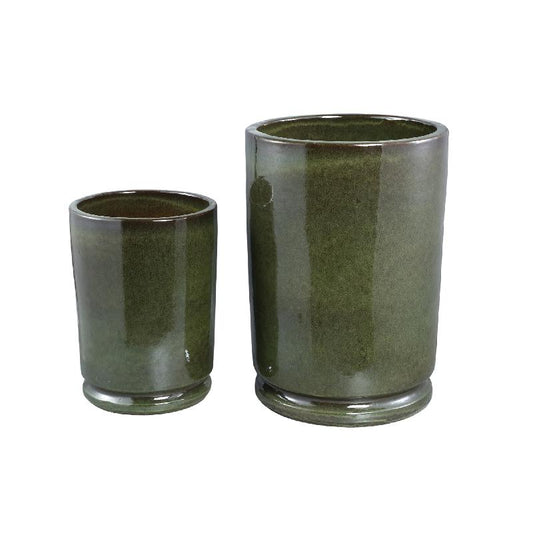 Madsen Donkergroen Keramische Cilinder Pot Set van 2 High 65x45x45 cm