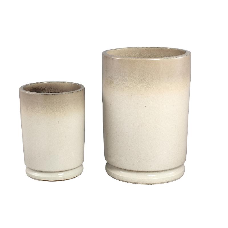Madsen Beige Keramische Cilinder Pot Set Van 2 High 65x45x45 cm