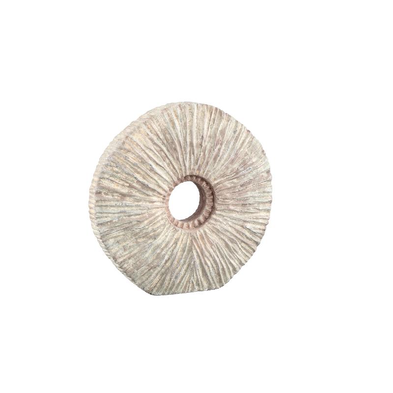 Kovi Beige Cement Ornament Met Ribbels Rond S - Set Van 6 Stuks 21x23x5 cm