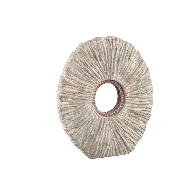 Kovi Beige Cement Ornament Met Ribbels Ovaal Set Van 4 33x26x6 cm