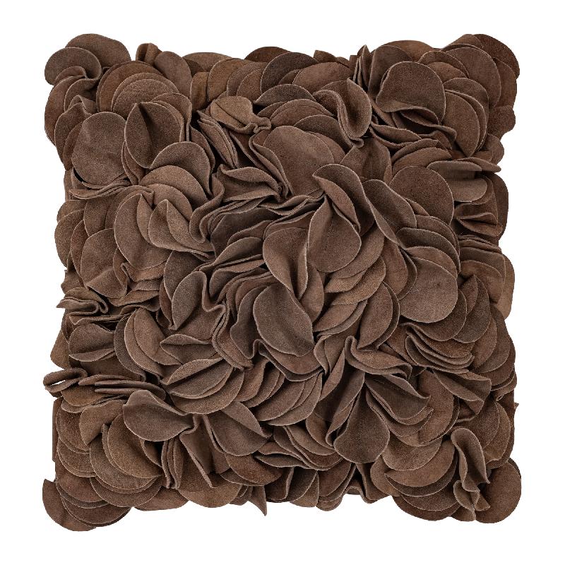 Nevo Bruine Suède Leren Kussen Set van 2 Stuks 45x45x10 cm