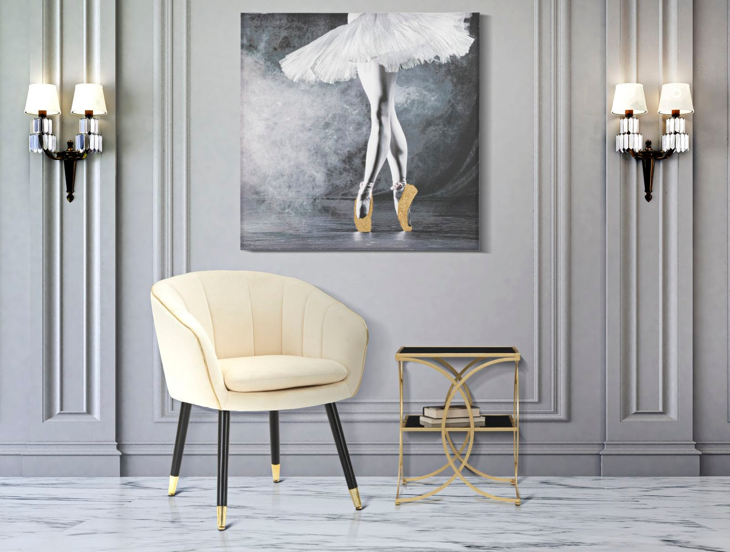 Mauro Ferretti ARMCHAIR PARIS CREMA/GOLD CM 62X58X78