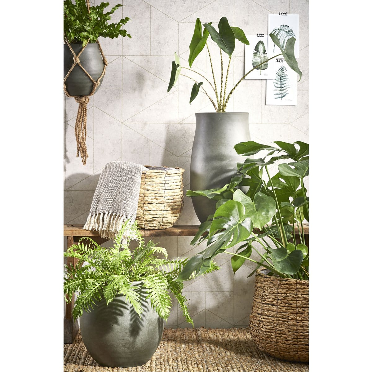 Mica Decorations Avalon Mand voor Planten - H26 x Ø26 cm - Zeegras - Lichtbruin