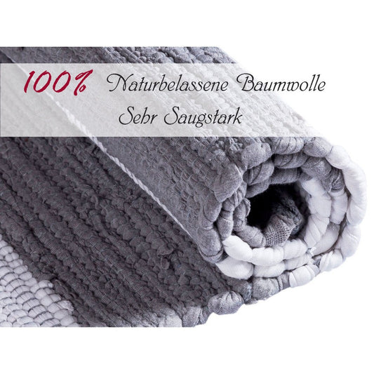 Voglrieder kreatives Wohnen Badmattenset van 2 groot 80 x 50 cm 100% katoenen badmatten badkamerkleed Chindi