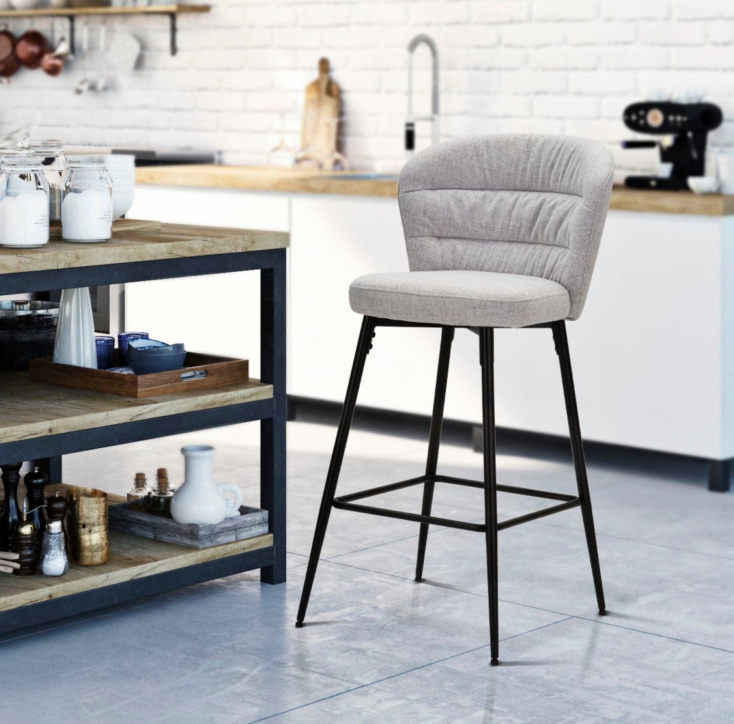 Mauro Ferretti BAR STOOL LOSANNA GREY SET 2 PZ CM 52X59X108