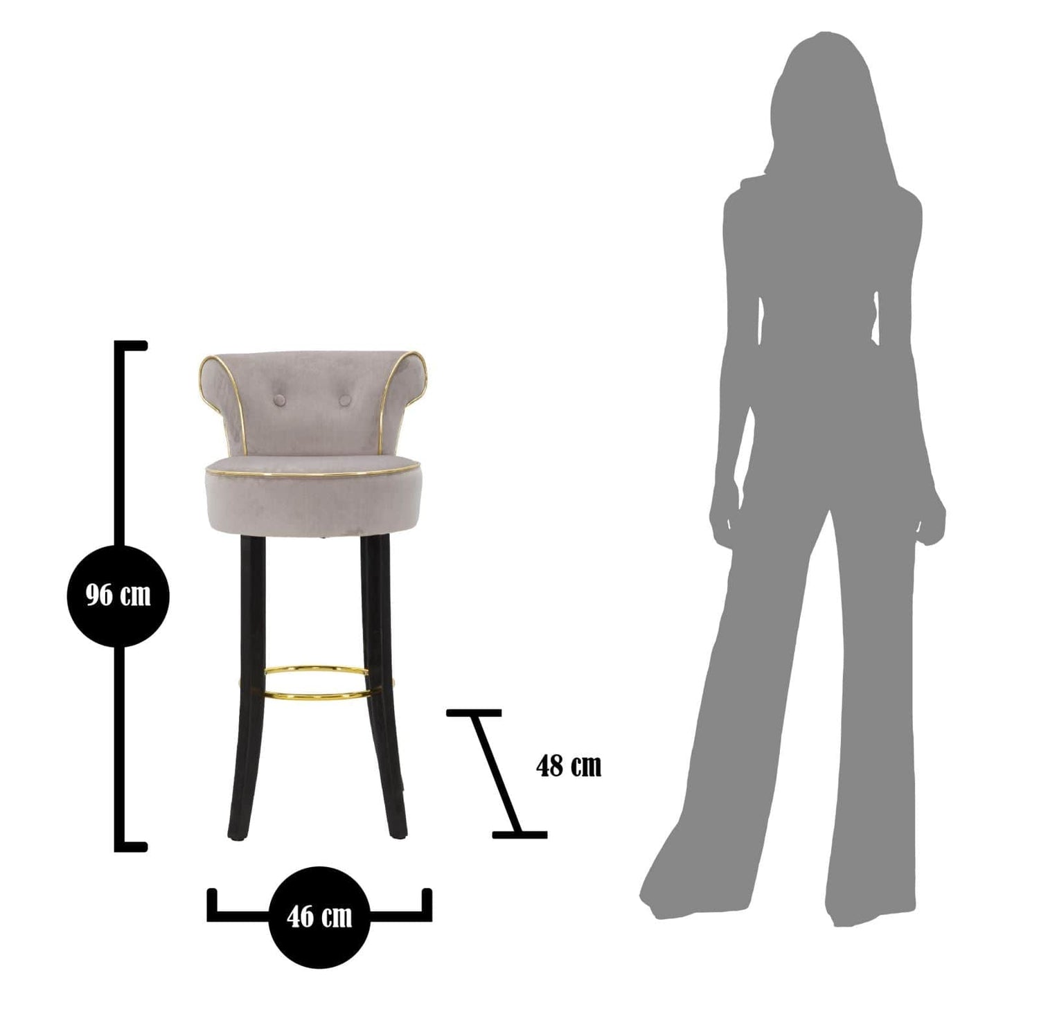 Mauro Ferretti BAR STOOL LUXY GREY CM 46X48X96