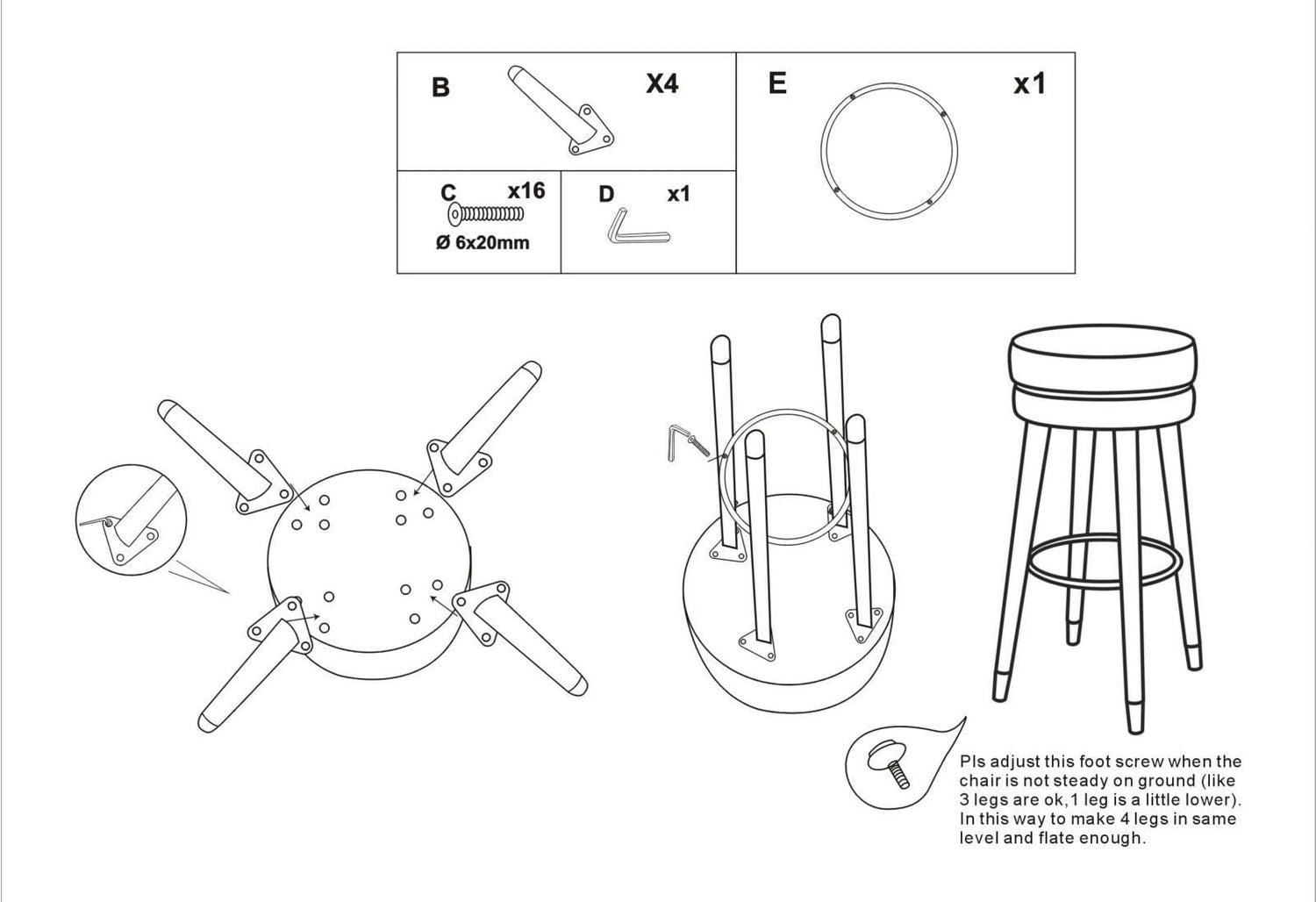 Mauro Ferretti BAR STOOL PARIS NERO/GOLD CM Ø 35X74