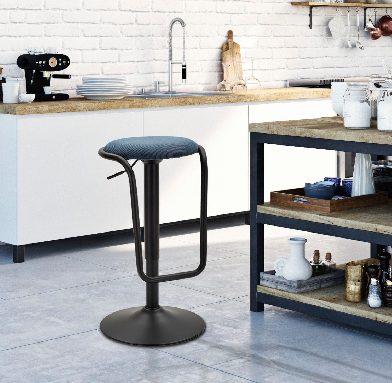 Mauro Ferretti BAR STOOL WITH LIFT DESTINY NAVY CM Ø 41X61-83