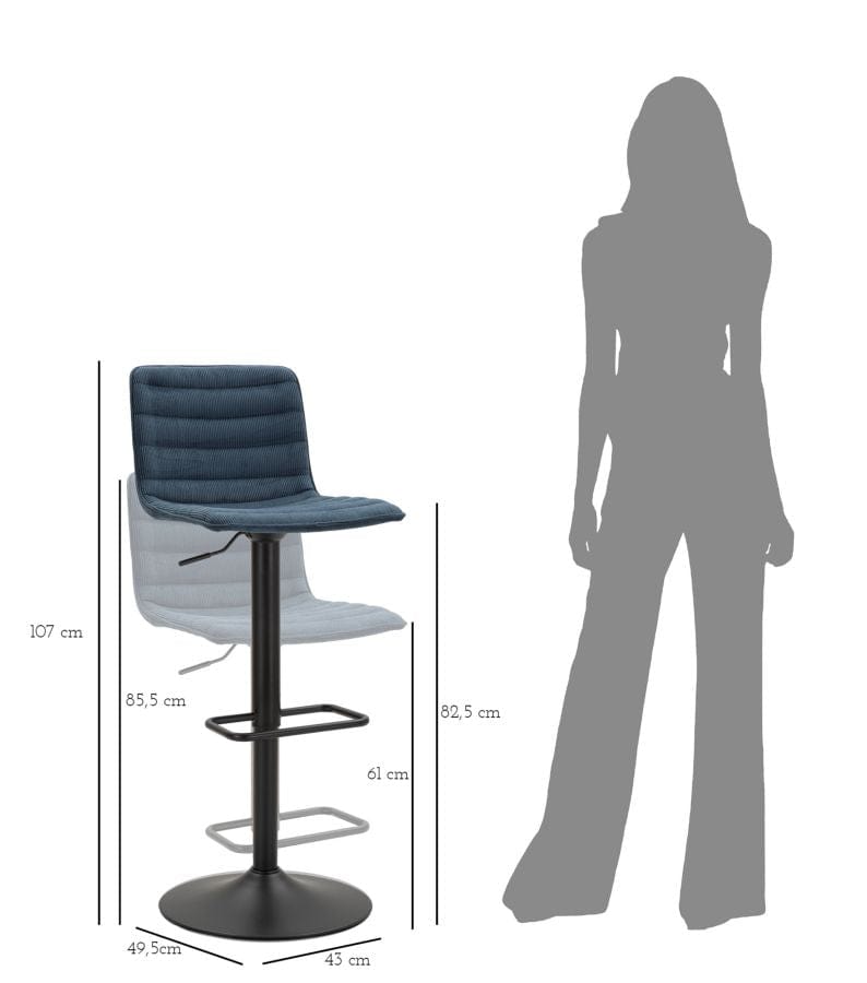 Mauro Ferretti BAR STOOL WITH LIFT HIGH NAVY CM 43X49,5X85,5-107(SEAT CM 61-82,5)