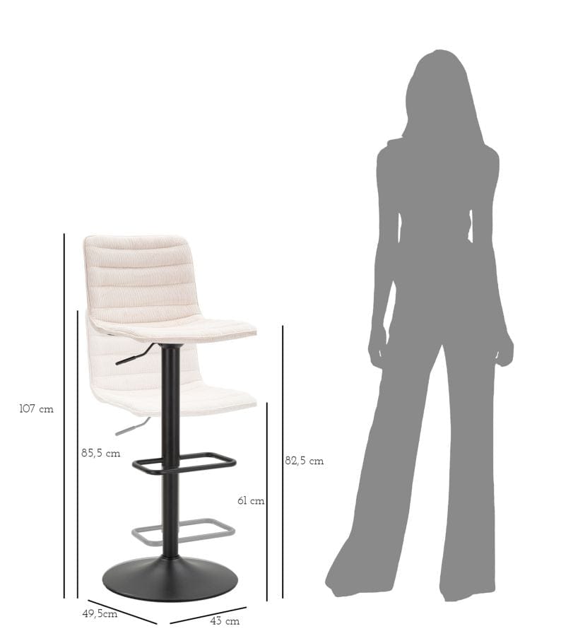 Mauro Ferretti BAR STOOL WITH LIFT HIGH WHITE CM 43X49,5X85,5-107(SEAT CM 61-82,5)