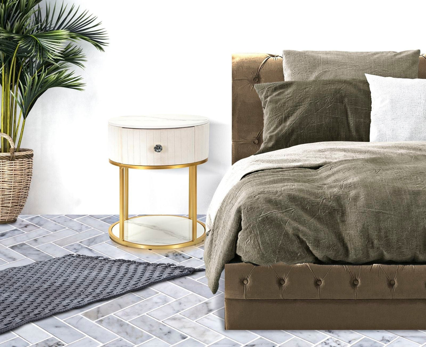 Mauro Ferretti BED SIDE MONTPELLIER CREAM CM Ø 42X48