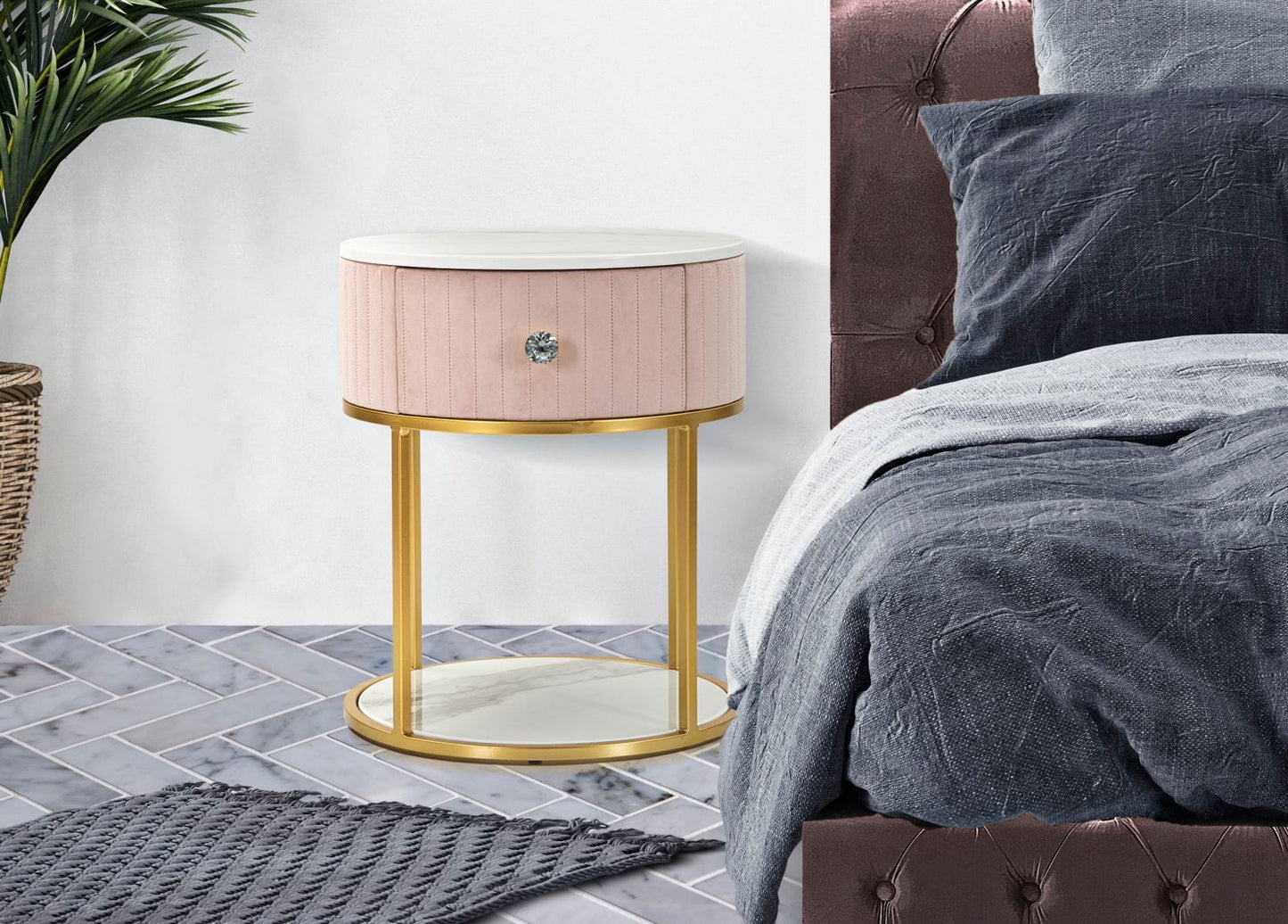 Mauro Ferretti BED SIDE MONTPELLIER PINK CM Ø 42X48