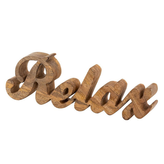 Voglrieder kreatives Wohnen Belettering houten figuur Relax B28x9cm decoratieve letters massief mangohout