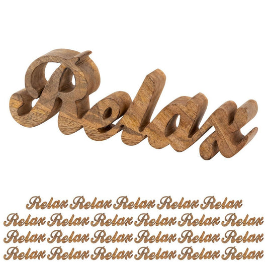 Voglrieder kreatives Wohnen Belettering Relax houten figuur Masterbox 24 stuks B28x9cm decoratieve letters massief mangohout