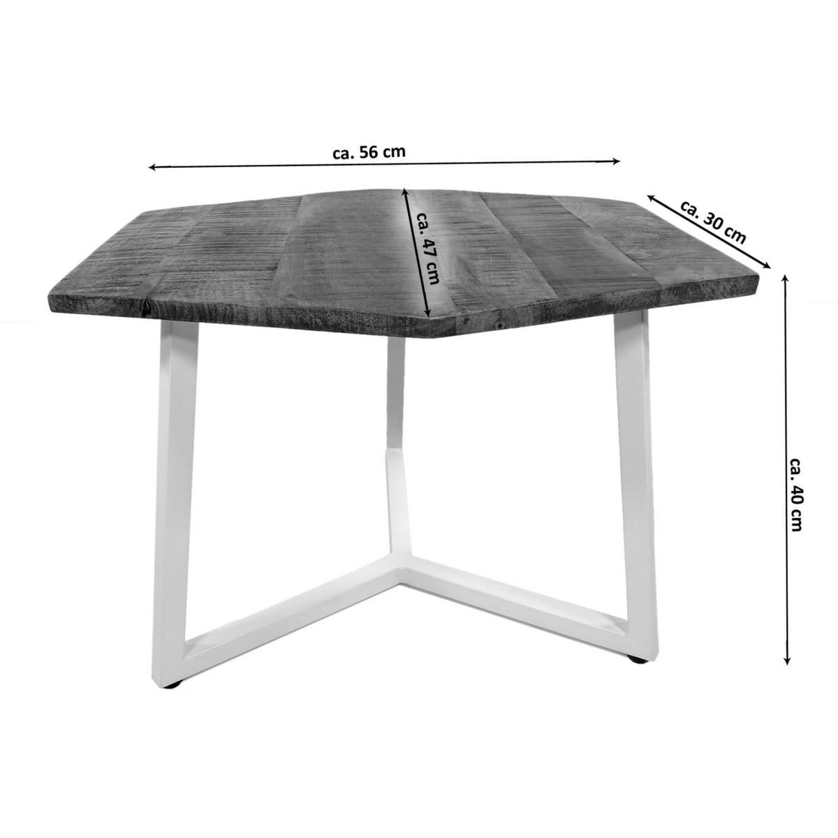 Voglrieder kreatives Wohnen Bijzettafel 56 x 47 cm duurzame woonkamertafel salontafel Leuk metalen frame zwart wit