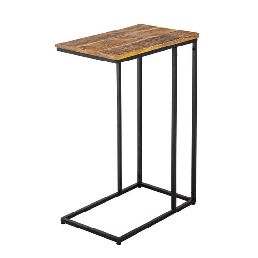 Voglrieder kreatives Wohnen Bijzettafel hout 25x60x40cm duurzame banktafel laptoptafel C-tafel Toronto metalen frame