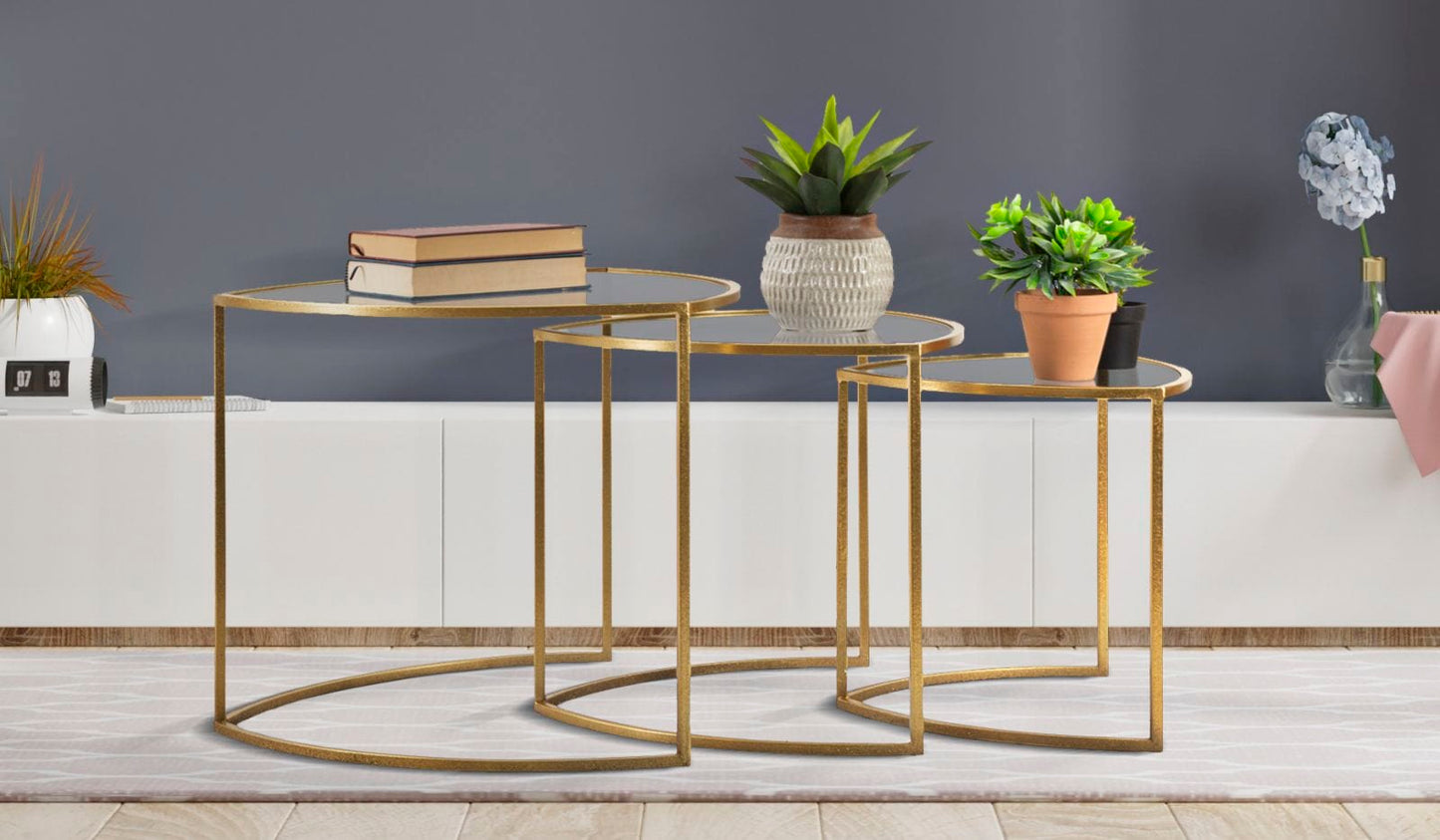 Mauro Ferretti COFFEE TABLE TRIANGLE SET 3 PZ CM Ø 60X50-50X45-40X40