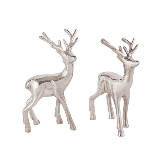 Voglrieder kreatives Wohnen Deco figuren set van 2 herten tafeldecoratie dierenfiguur metaal kerstdecoratie zilver of goud aluminium