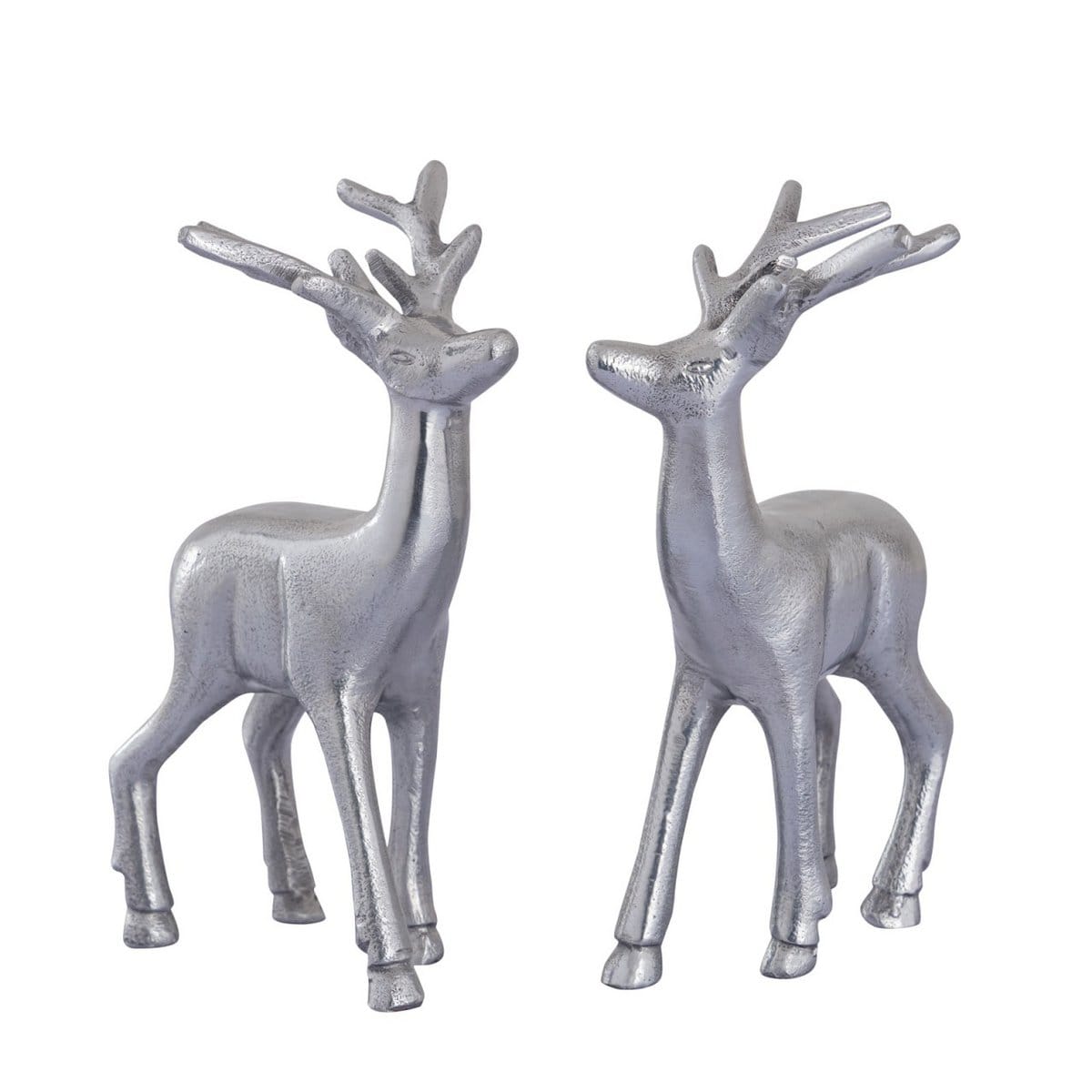Voglrieder kreatives Wohnen Deco figuren set van 2 herten tafeldecoratie dierenfiguur metaal kerstdecoratie zilver of goud aluminium