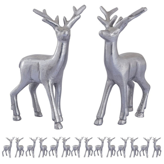 Voglrieder kreatives Wohnen Decoratief figuur hert VE 8x 2 stuks tafeldecoratie dierfiguur zilver of goud metalen kerstversiering