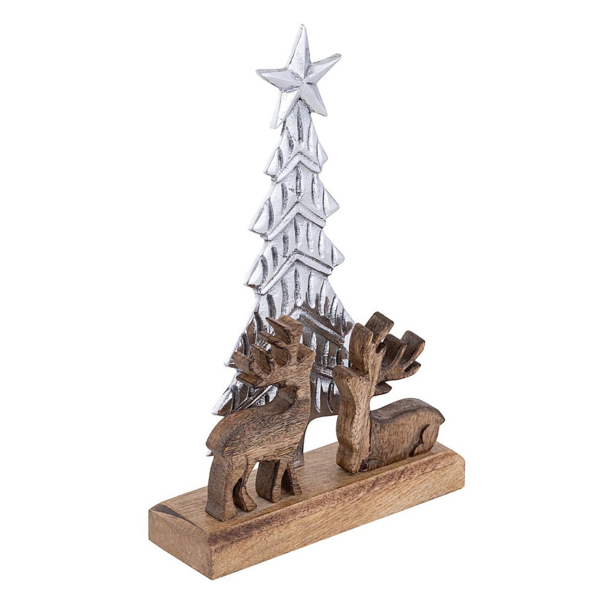 Voglrieder kreatives Wohnen Decoratief figuur kerstboom met hert 20x31cm Masterbox 8-delige kerstdecoratie aluminium