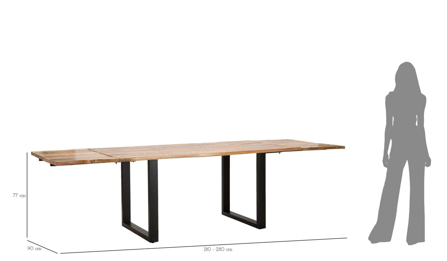 Mauro Ferretti DINING TABLE EDGE -EXTENDABLE- CM 180X90X77-TOTAL LENGHT 280 (MANGO WOOD)