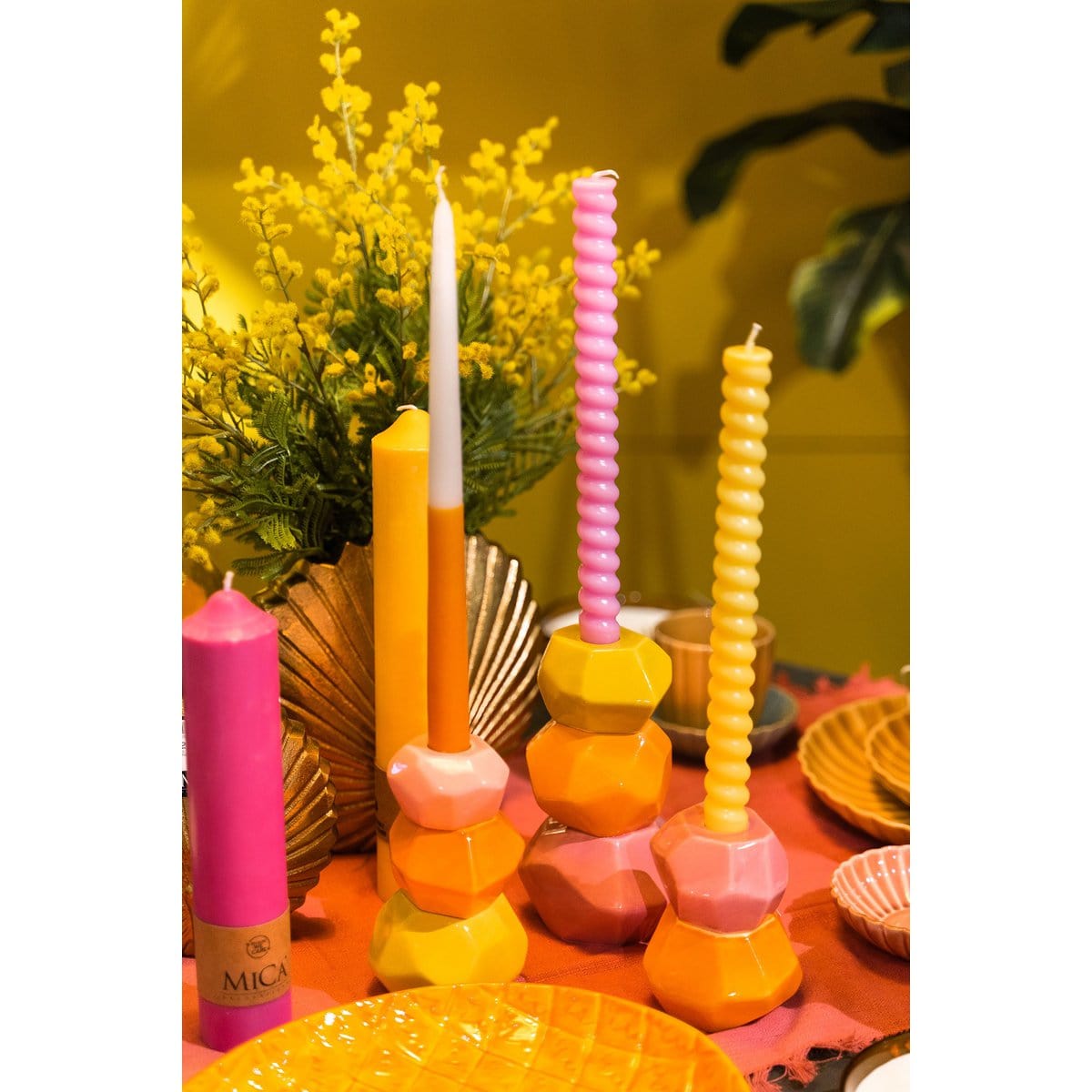 Mica Decorations Dip-dye Dinerkaars - Set van 4 - H28 cm - Oranje