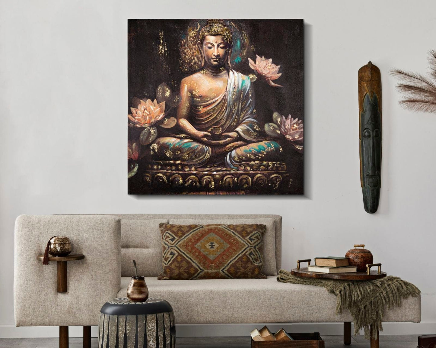 Mauro Ferretti HANDMADE WALL PAINTING BUDDHA -A- CM 100X3X100