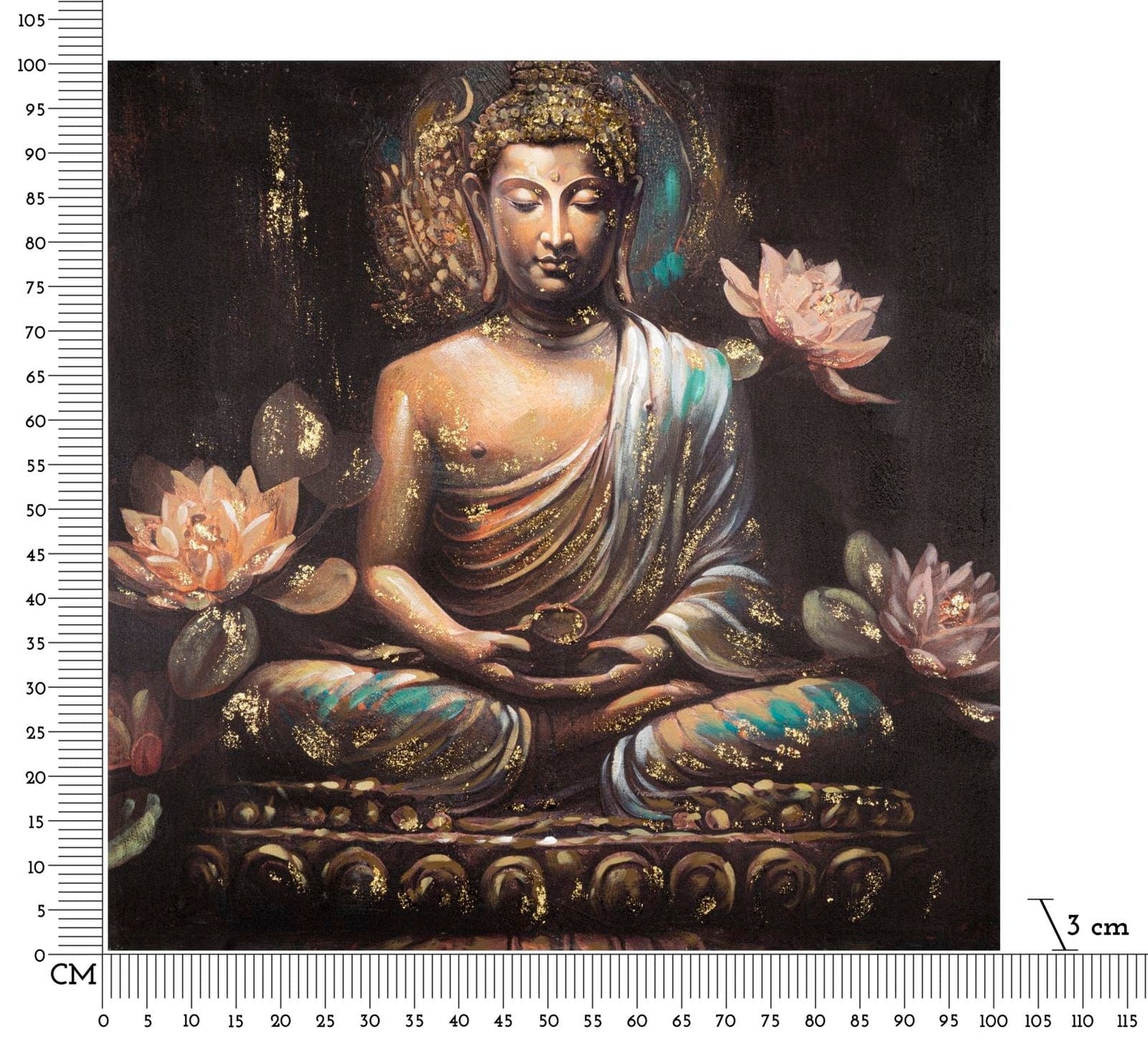 Mauro Ferretti HANDMADE WALL PAINTING BUDDHA -A- CM 100X3X100