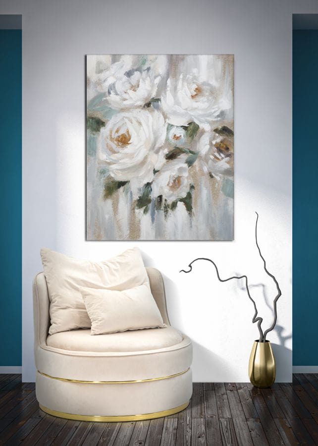 Mauro Ferretti HANDMADE WALL PAINTING CREM FLOWER CM 
 80X3,7X100