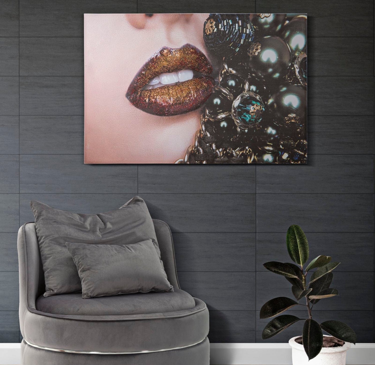 Mauro Ferretti HANDMADE WALL PRINTINGBEAUTIFUL LIPS
 CM 80X3,8X120