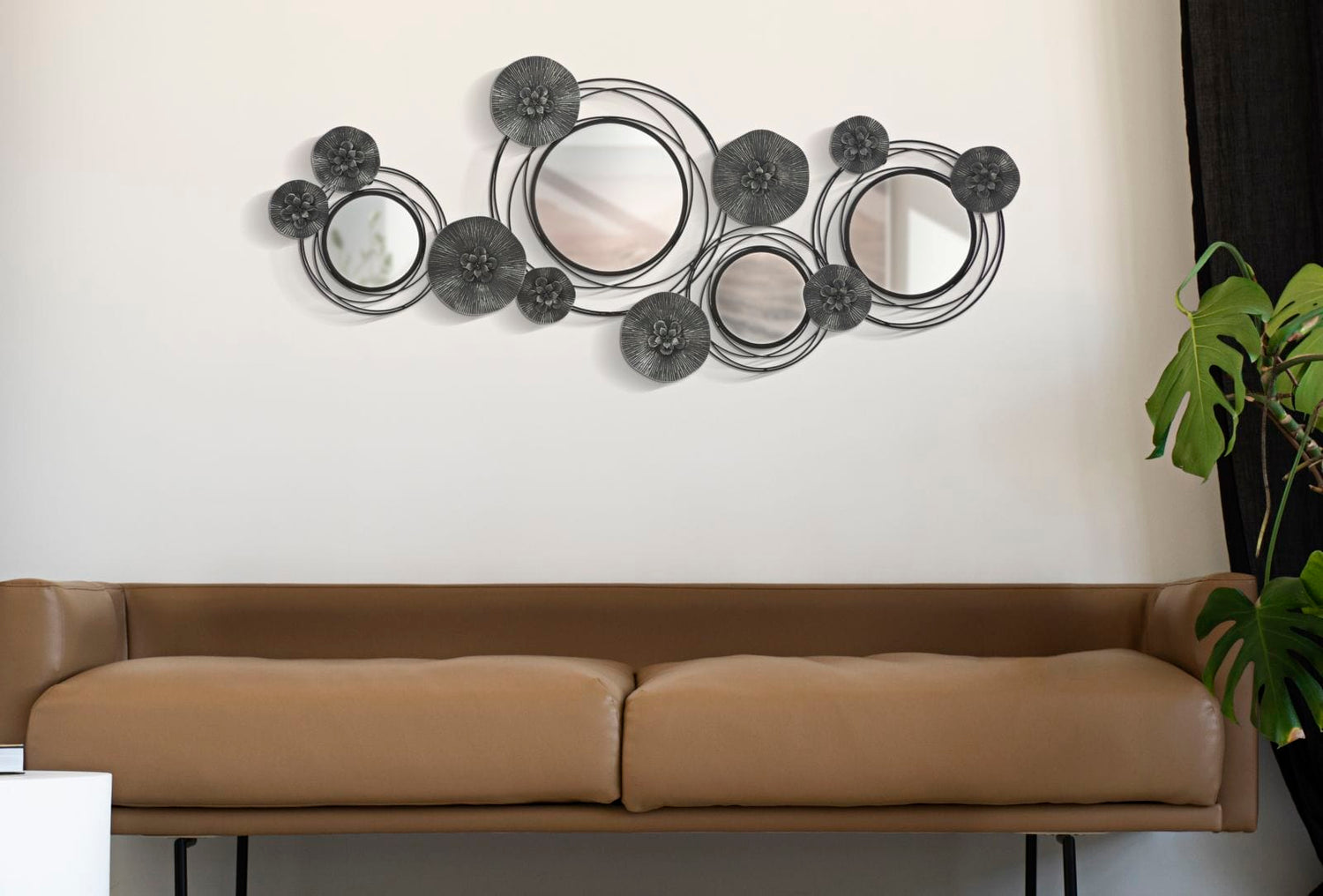 Mauro Ferretti IRON PANEL WITH MIRRORS DARK ROUND CM 117X5,5X49