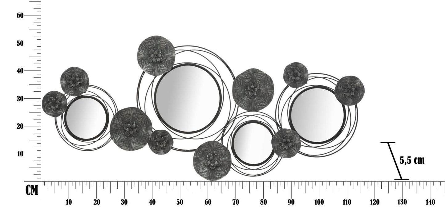 Mauro Ferretti IRON PANEL WITH MIRRORS DARK ROUND CM 117X5,5X49