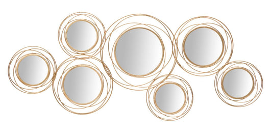 Mauro Ferretti IRON PANEL WITH MIRRORS GOLD ROUND CM 124,5X4X53,5