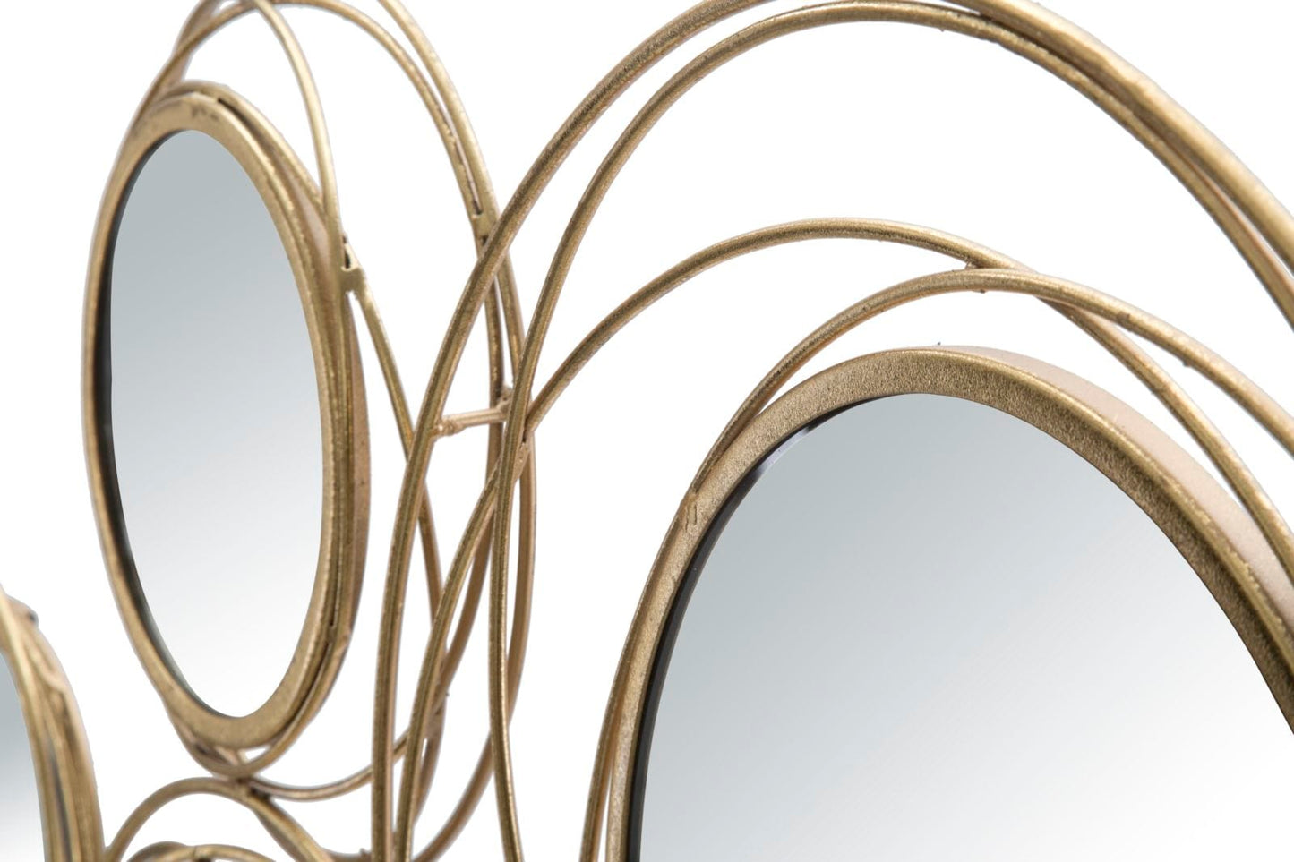 Mauro Ferretti IRON PANEL WITH MIRRORS GOLD ROUND CM 124,5X4X53,5