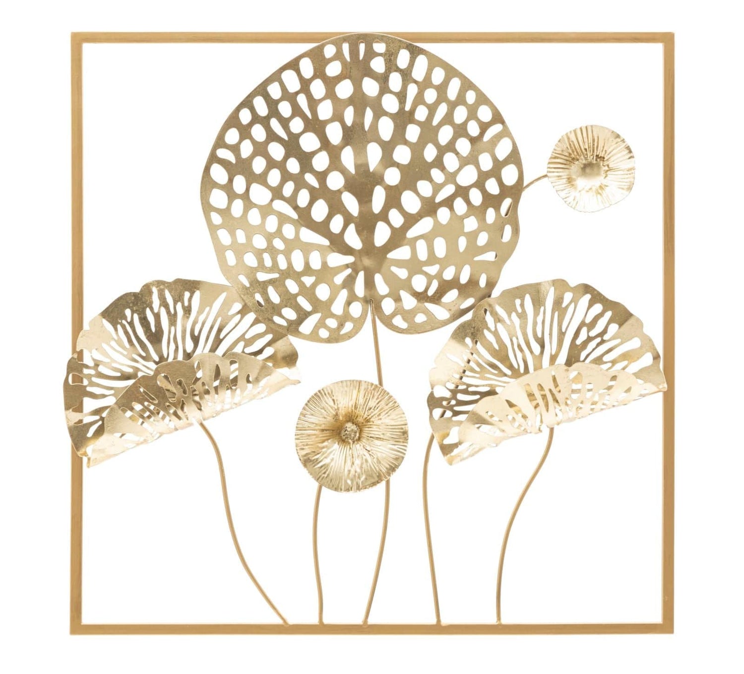 Mauro Ferretti IRON WALL PANEL GOLD FLOWERS CM 50X5X50