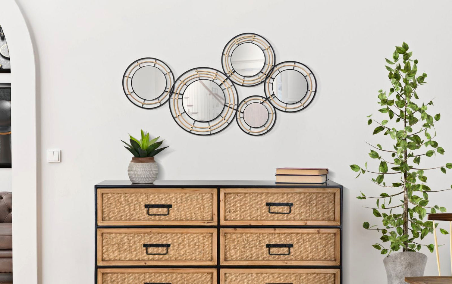 Mauro Ferretti IRON WALL PANEL WITH MIRRORS OPORTO CM 111X9,5X59