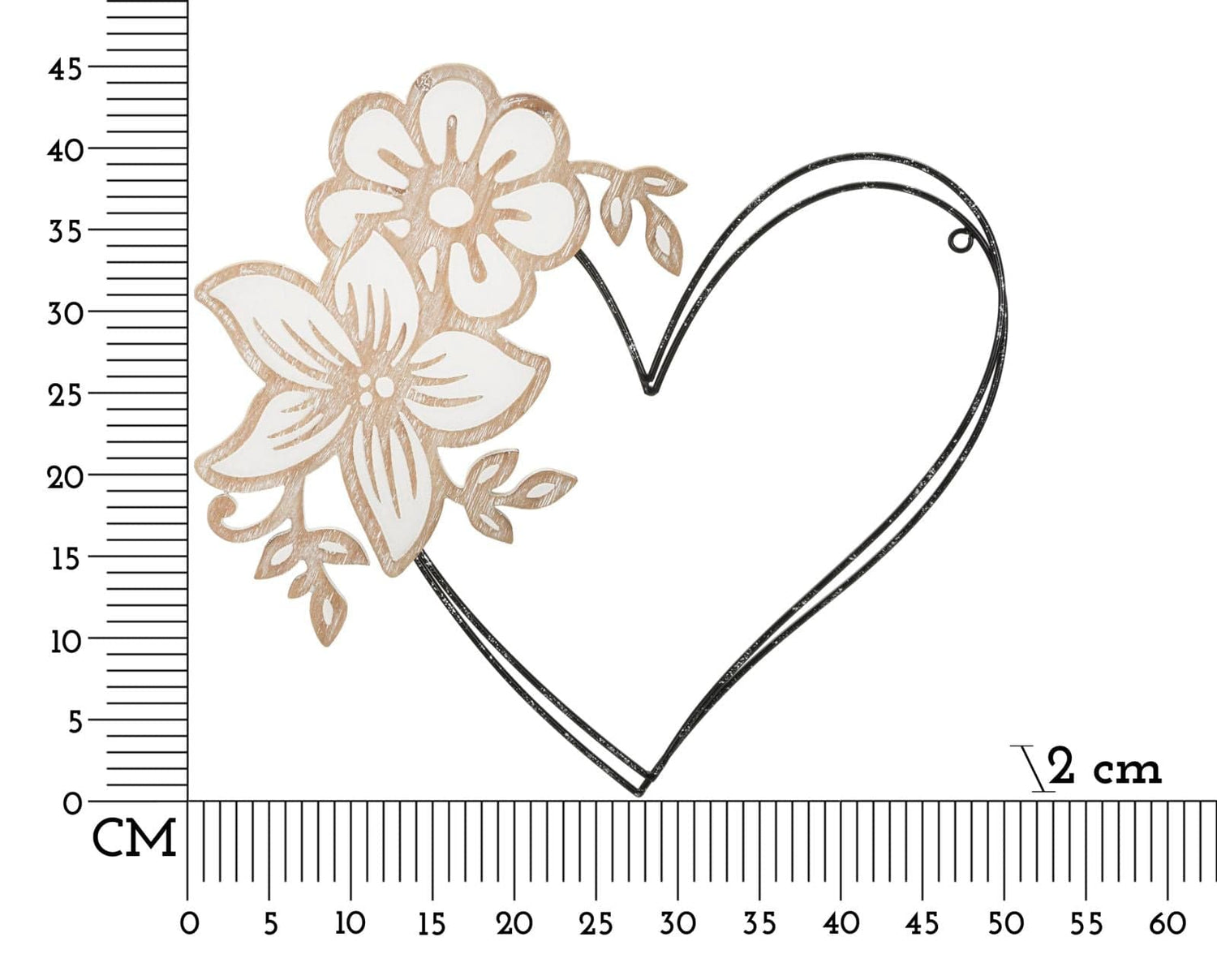 Mauro Ferretti IRON/WOOD WALL PANEL HEART CM 50X2X45 MIN 2