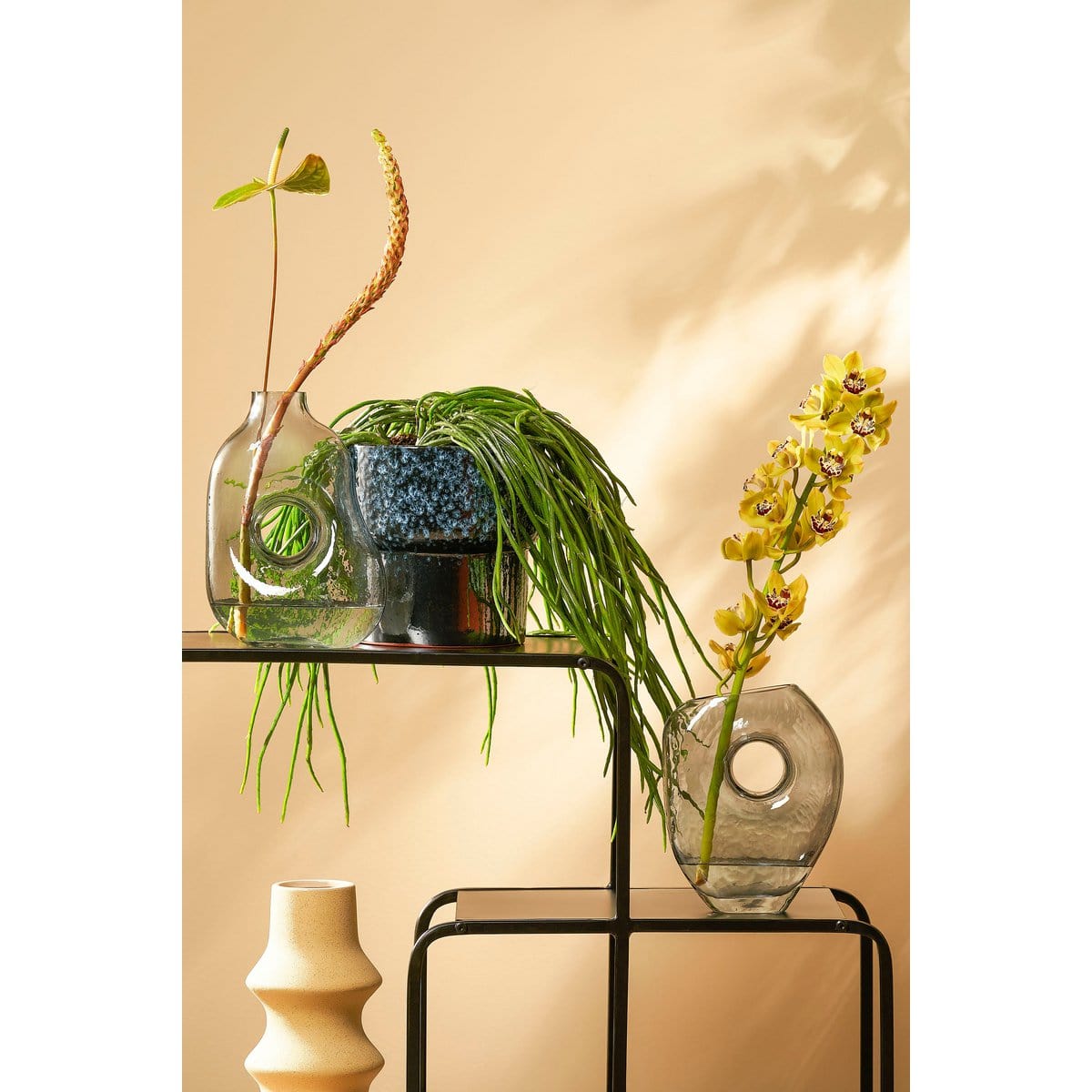 Mica Decorations Jay Vaas - L18,5 x B10,5 x H25 cm - Glas - Lichtgrijs