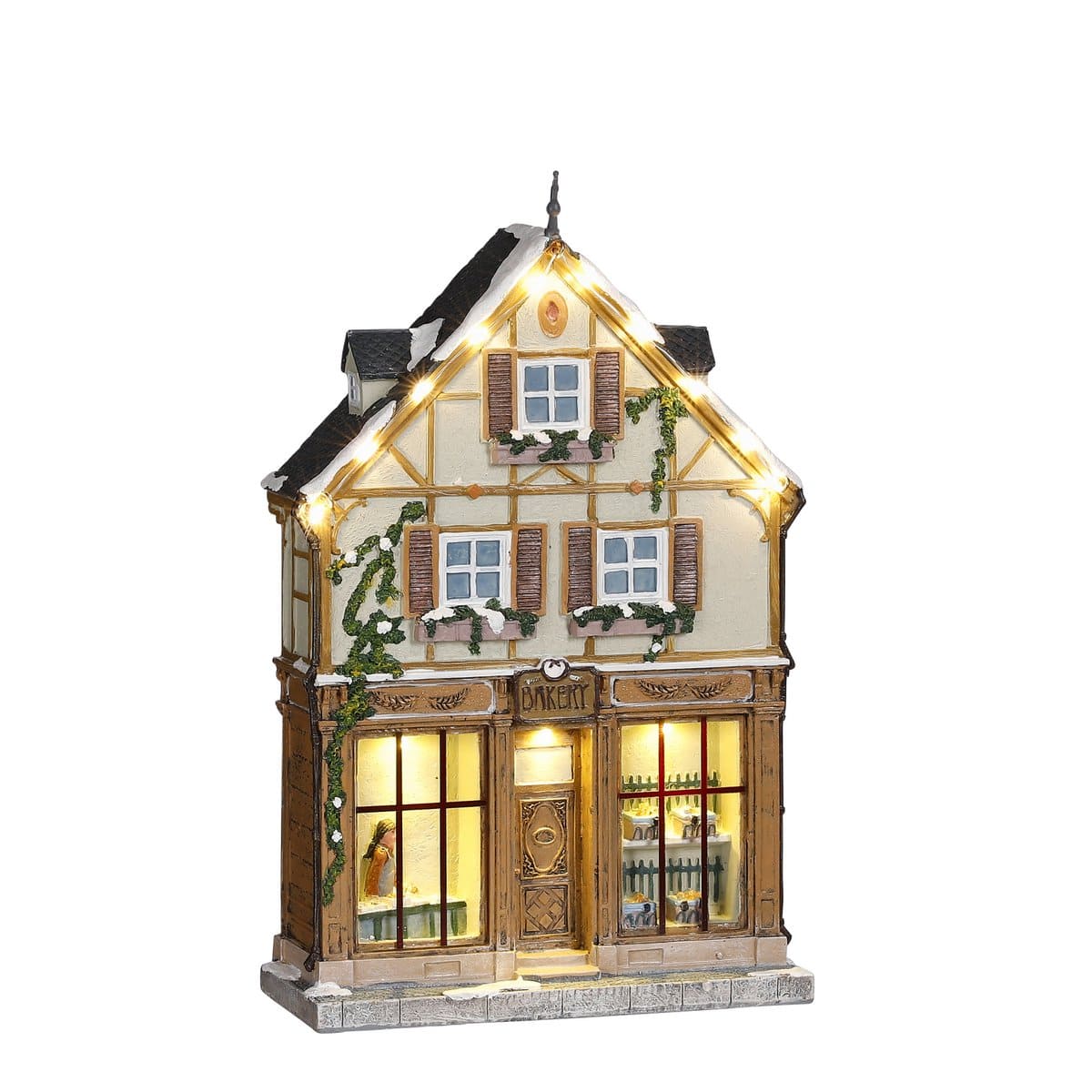 Mica Decorations LuVille Kerstdorp Miniatuur Bakkerij - L17 x B7 x H26,5 cm