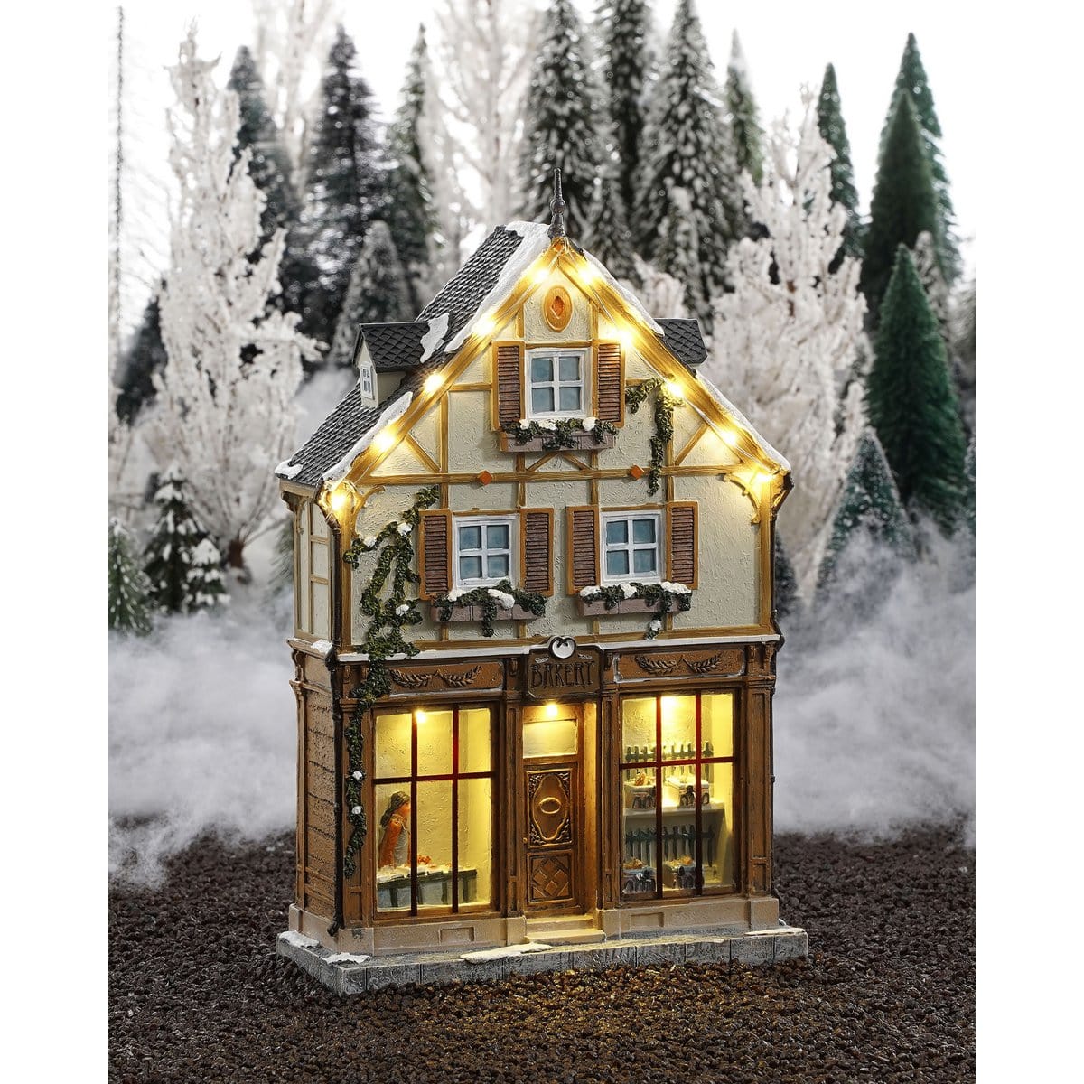 Mica Decorations LuVille Kerstdorp Miniatuur Bakkerij - L17 x B7 x H26,5 cm