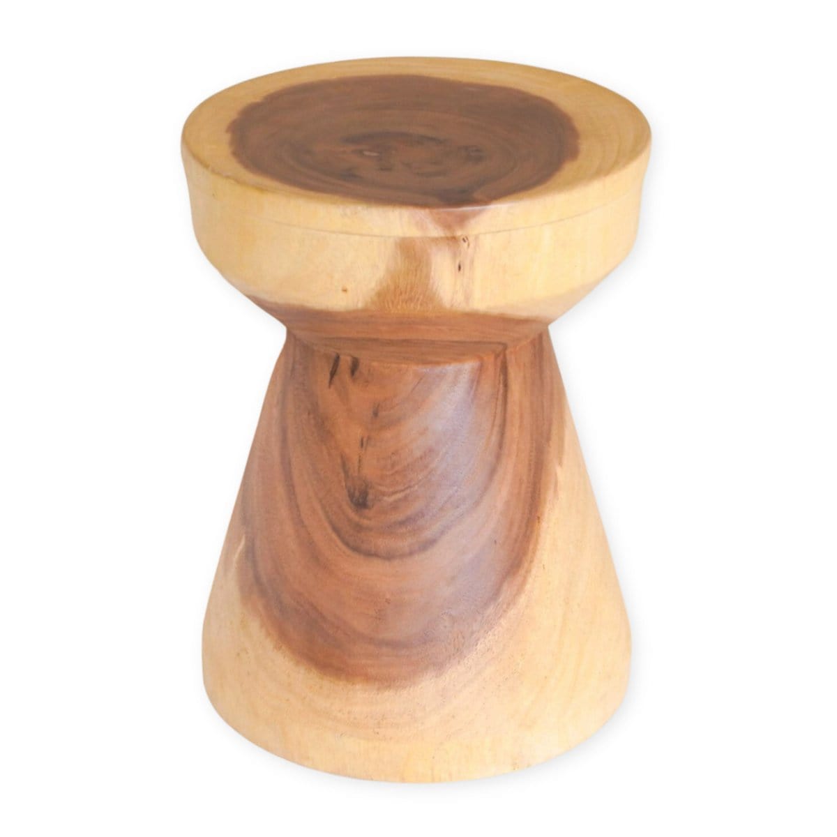 Soeji Massieve ronde houten bijzettafel Ø30 cm MANADO kleine tafel van regenboomhout met natuurlijke tweekleurige nerven