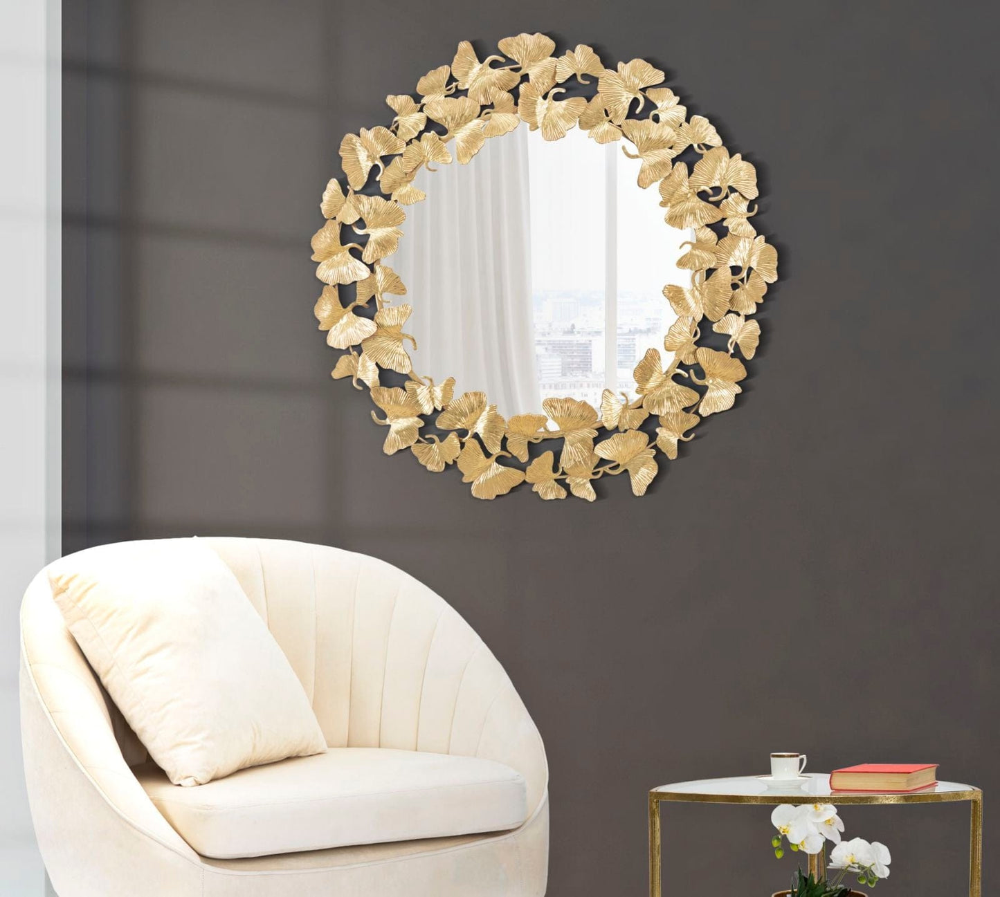 Mauro Ferretti MIRROR LEAF ROUND CM Ø 87X2,5