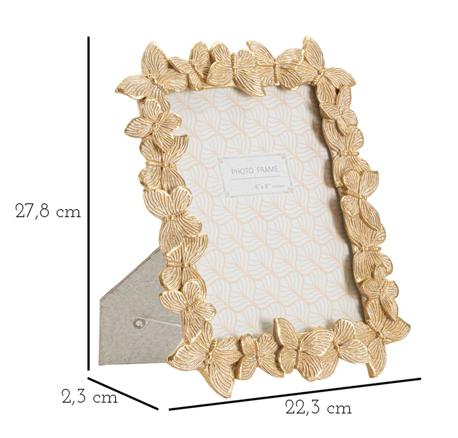Mauro Ferretti PHOTOFRAME FARFALLE GLOD CM 22,3X2,3X27,8 (INSIDE PHOTO SIZE CM 15X20)