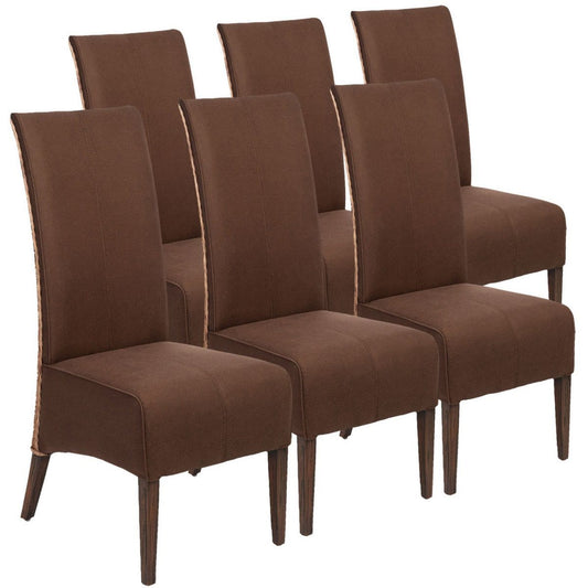 Voglrieder kreatives Wohnen Rotan stoelen set van 6 eetkamerstoelen 6 stuks gestoffeerde stoelen Antonio bruine bekleding suede look